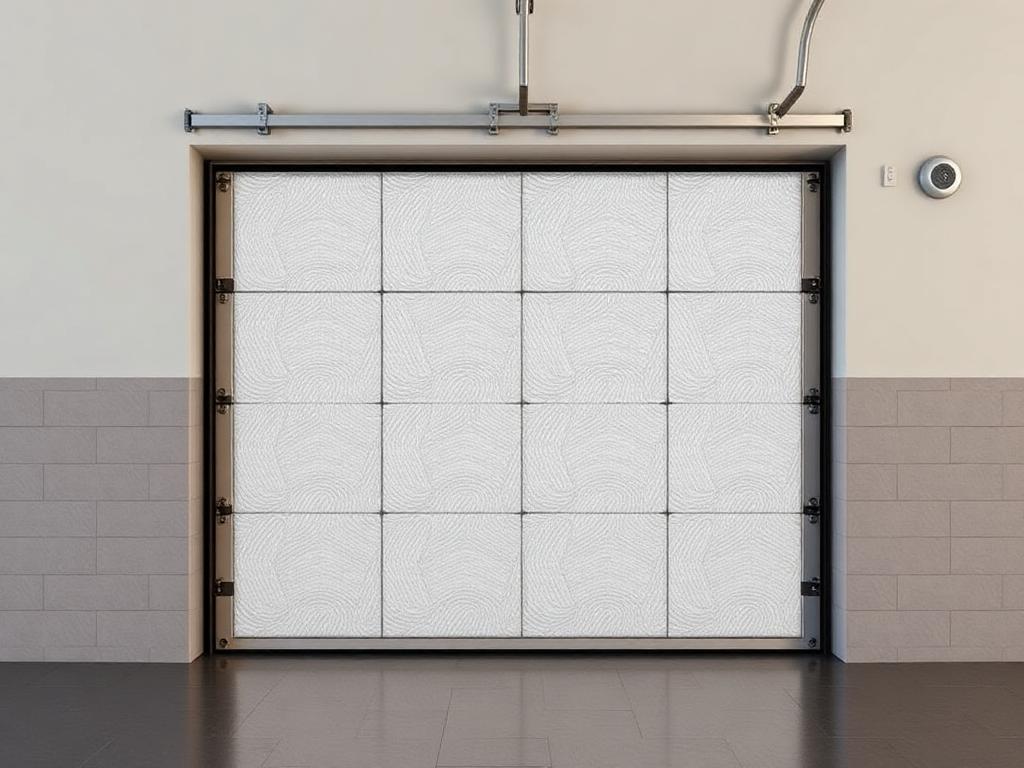 Insulated garage door panel showing foam insulation for energy efficiency